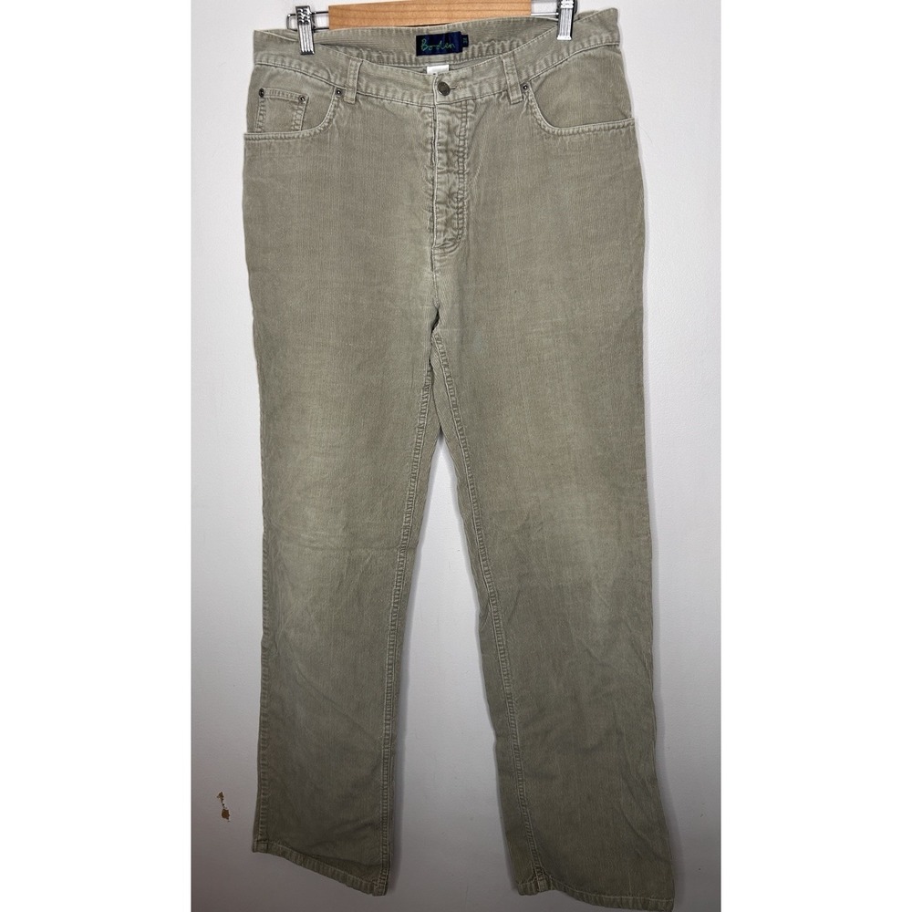 Boden Corduroy Trousers Mens Khaki Brown Straight Leg Button Fly Size 34x31